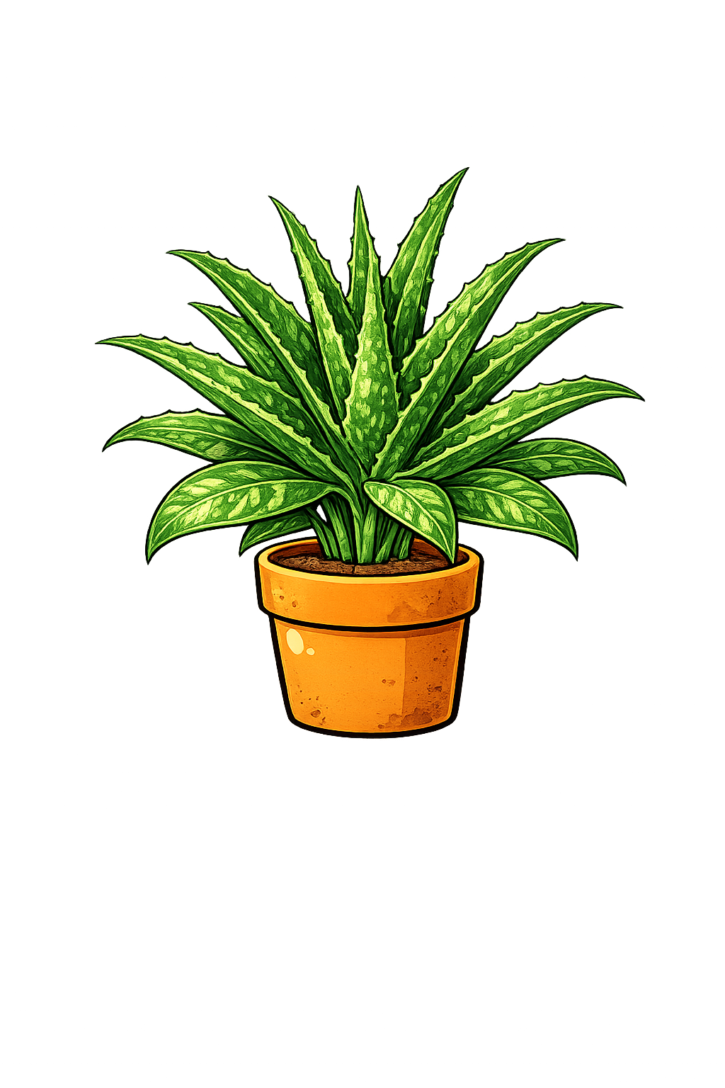 Aloe vera plant with thick fleshy leaves in a pot near a sunny window