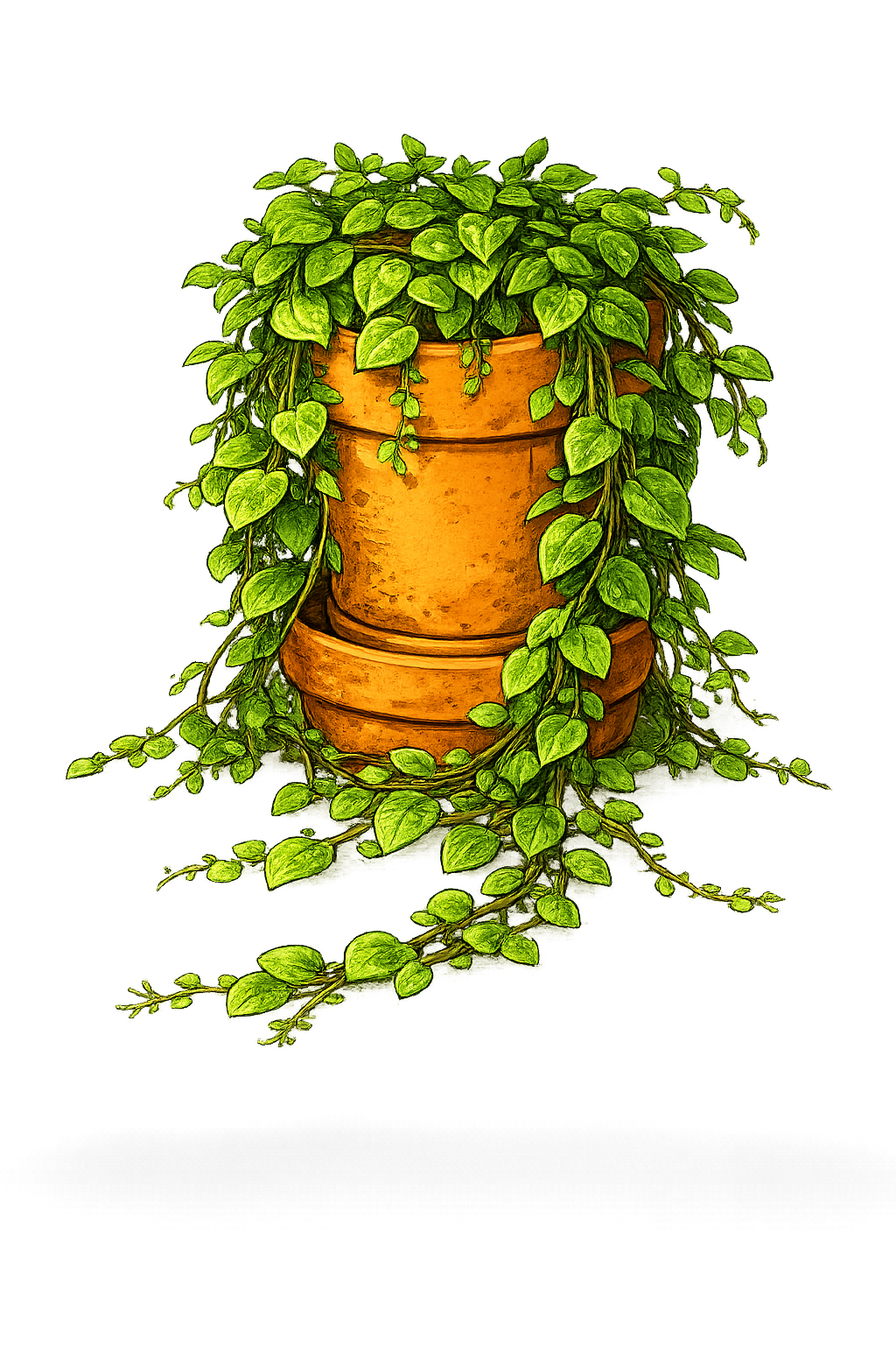 Creeping fig with small trailing green leaves growing indoors