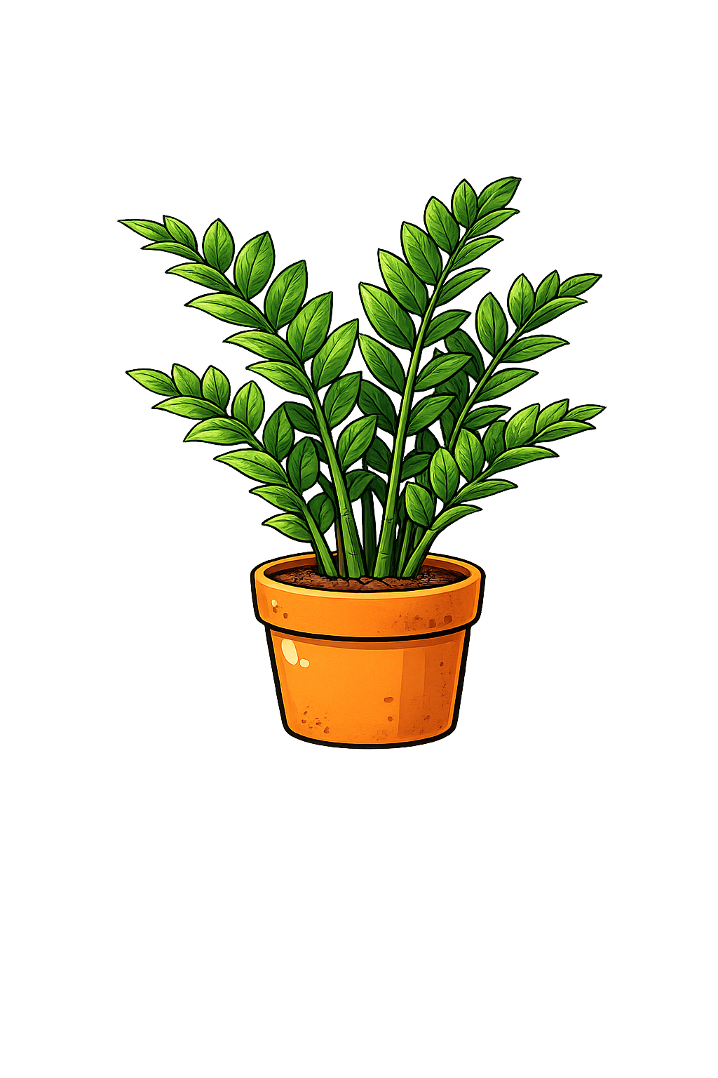 ZZ plant with glossy green leaves in a modern indoor pot