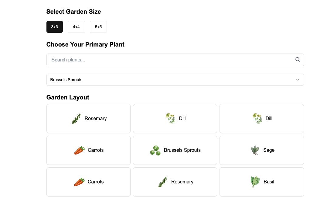 Companion Planting Tool Screenshot